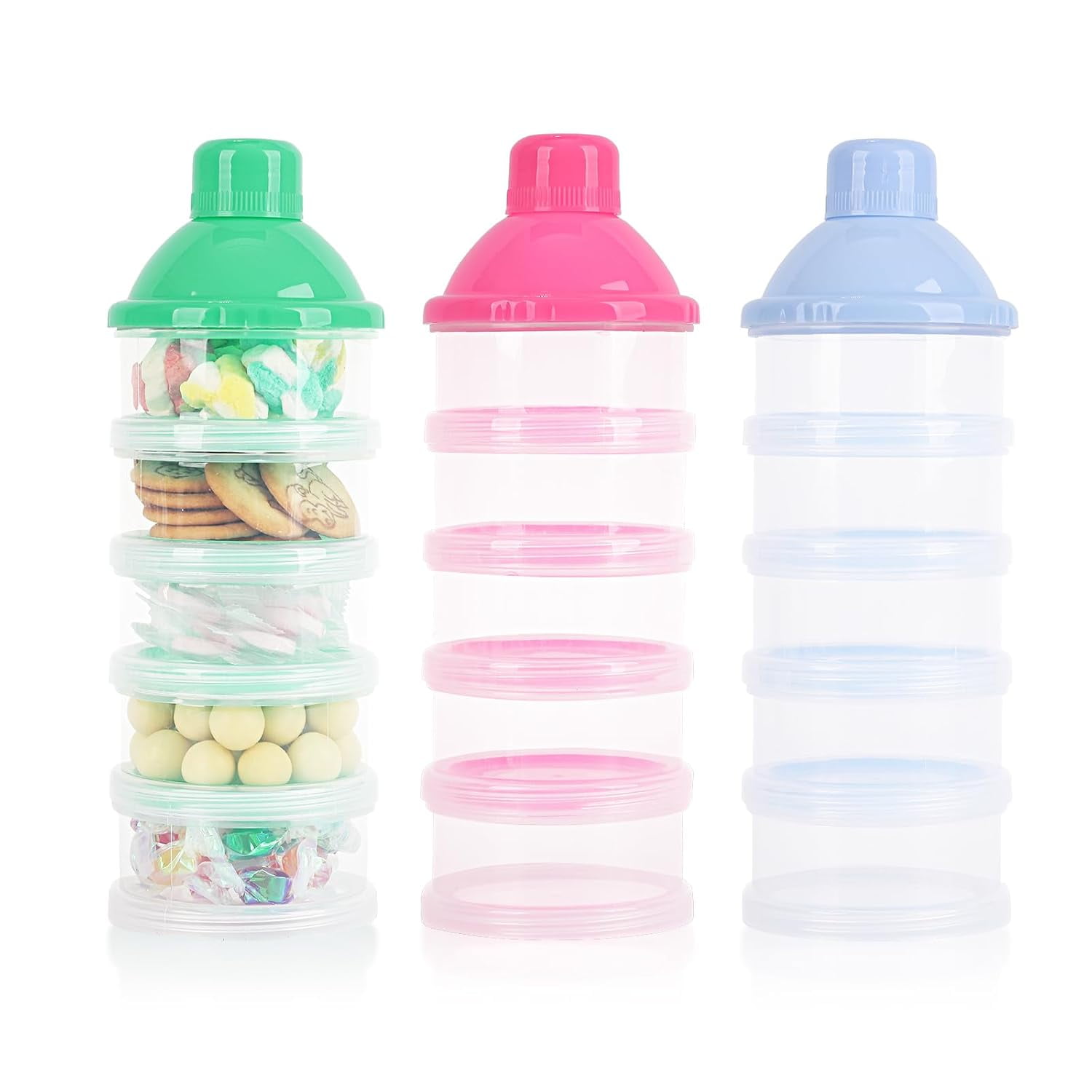 3 PCS 5 Layers Baby Milk Powder Dispenser, Food Storage Tank, Candy Storage Tank, Powder Food Storage Tank,Portable Milk Powder Formula Dispenser Container Pot Box Snack Storage Box for Travel
