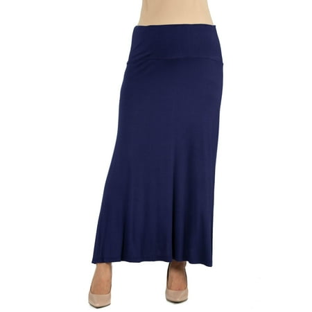 

24seven Comfort Apparel Womens Elastic Waist Solid Color Maternity Maxi Skirt M011510 Made in USA