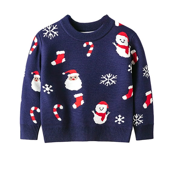 WEAIXIMIUNG Girls Sweatshirts Size 8 Autumn and Winter Children's Sweater Boys and Girls Baby Christmas Style Sweater Thick Crewneck Top