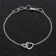 thumbnail image 3 of Precious Stars Silvertone 0.12ct Interlocked Cubic Zirconia Hearts Bracelet, 3 of 3