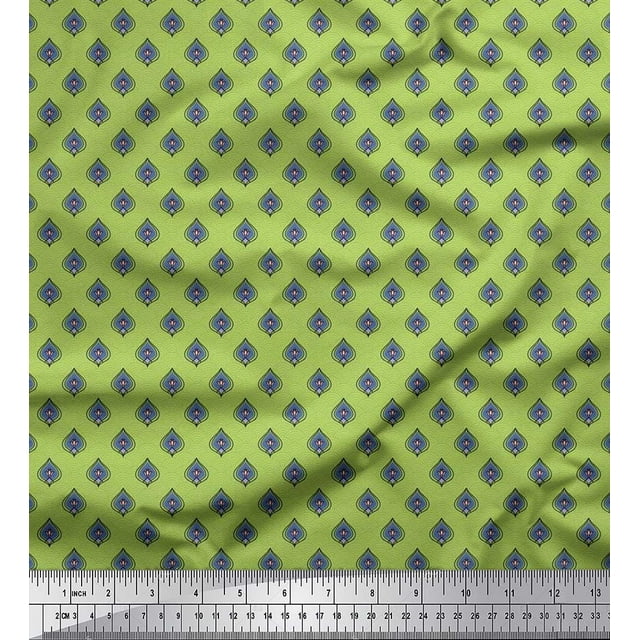 Soimoi Cotton Duck Fabric Geometric Scale Design,Floral & Ogee Damask Fabric Prints By Yard 56 Inch Wide