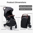thumbnail image 3 of Poussette de Voyage INFANS, Poussette pour Bébé Légère et Compacte pour Avion avec Pliage à une Main, Inclinaison Multi-Positions, Auvent, Suspension à 4 Roues, Panier de Rangement, 3 of 9