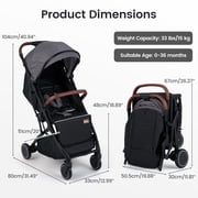 INFANS Travel Stroller, Lightweight Compact Baby Stroller for Airplane with One-Hand Fold, Multi-Position Recline, Canopy, 4 Wheel Suspension, Storage Basket