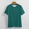thumbnail image 7 of T Shirt For Men Green Black Houndstooth Small Pattern Trendy Cool Short-Sleeve Graphic Tops Dropship, 7 of 7