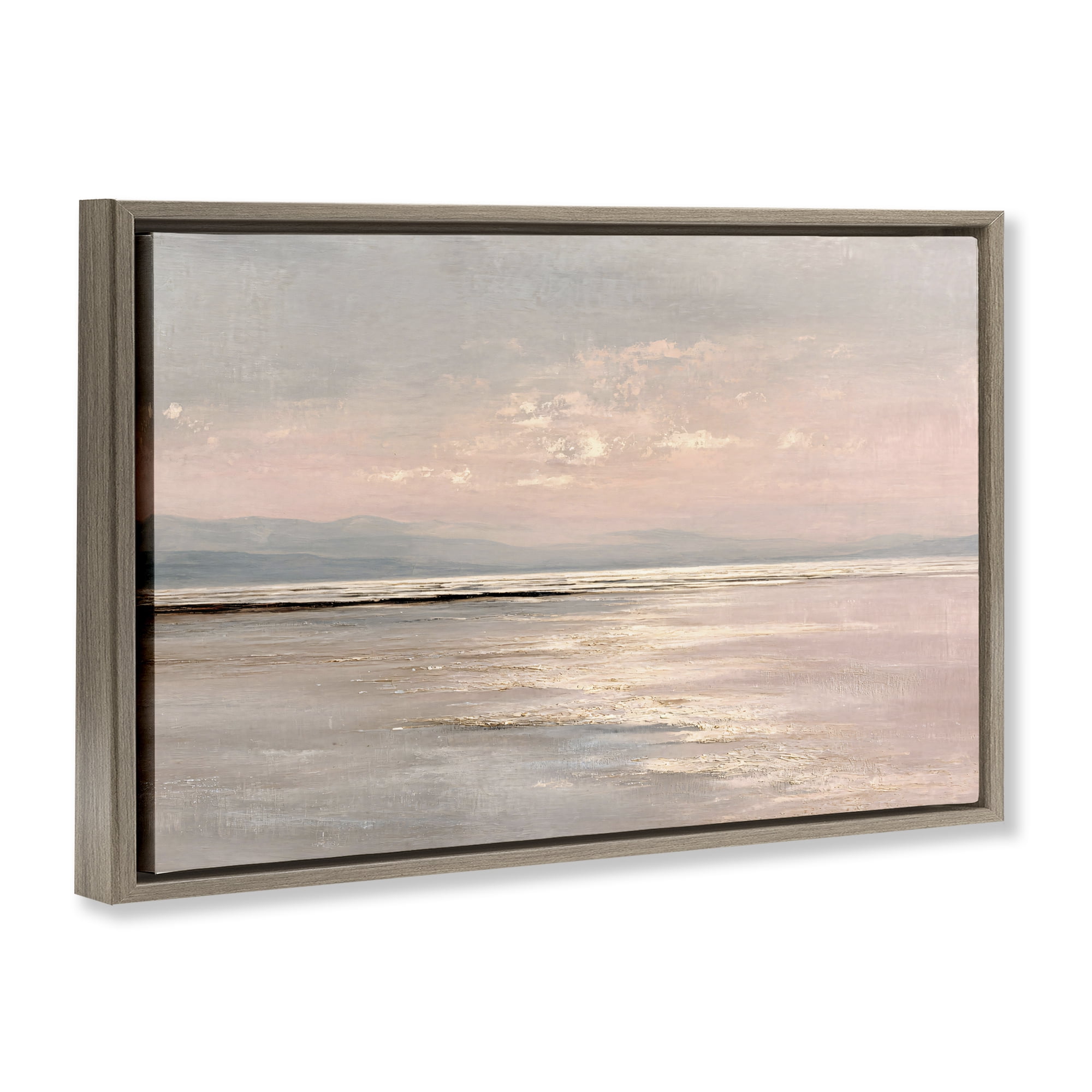 Stupell Industries Vast Blush Seascape Brown Framed Floater Canvas Wall Art, design by Jacky Ngan