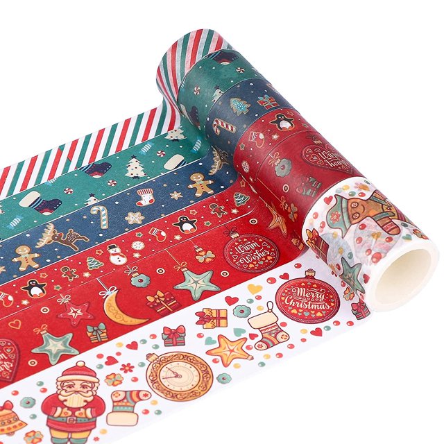 Juego de cinta Washi Afortunado 6 rollos decorativas de Navidad
