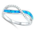 thumbnail image 4 of CHOOSE YOUR COLOR Clear CZ Blue Simulated Opal Infinity Ring .925 Sterling Silver Band White Female Size 4, 4 of 4