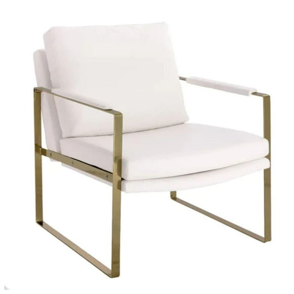 Fauteuil lounge Guaynaa avec structure en métal brossé et revêtement en similicuir lisse