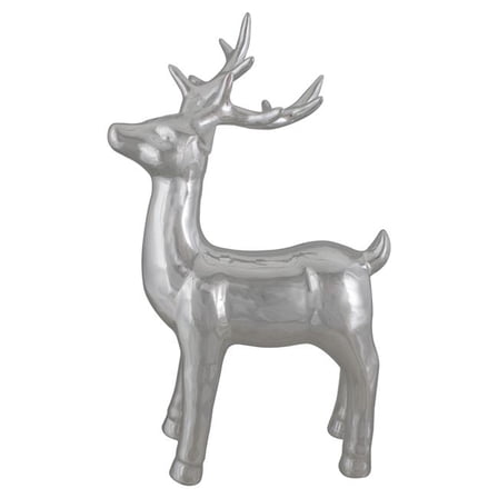 14 in. Standing Reindeer Christmas Tabletop Decor, Metallic Silver