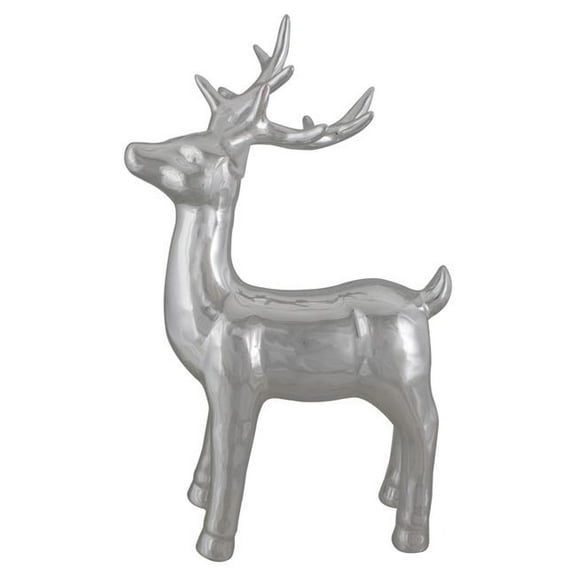 14 in. Standing Reindeer Christmas Tabletop Decor, Metallic Silver