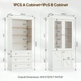 thumbnail image 3 of 71" Tall Farmhouse Pantry Cabinet,Large Storage Cabinet with 2 Glass Doors,Kitchen Cabinets with Adjustable Shelves for Pantry,Dining Room,Living Room,White,2 Pcs, 3 of 10