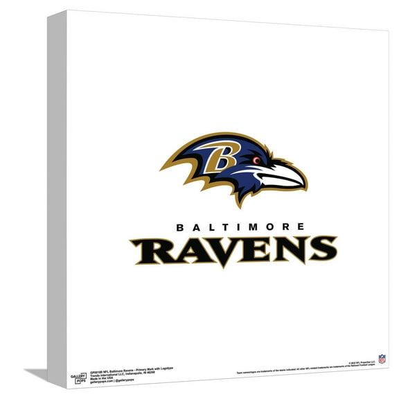 Gallery Pops NFL Baltimore Ravens - Primary Mark Logotype Canvas Wall Art, Unframed Version, 12" x 12"