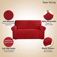 thumbnail image 3 of Stretch Oversized Sofa Slipcover 1-Piece Sofa Cover Furniture Protector Couch Soft with Elastic Bottom for Kids, Polyester Spandex Jacquard Fabric Small Checks Christmas Red, 3 of 8