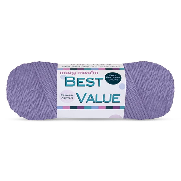 Mary Maxim Best Value Worsted Weight Yarn, 100 percent Acrylic Yarn 342 Yards, Wisteria