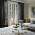 thumbnail image 2 of Half Price Drapes Black Rustic Linen Weave Light Filtering Curtains for Bedroom (2 Panel), 50W X 108L, 2 of 12