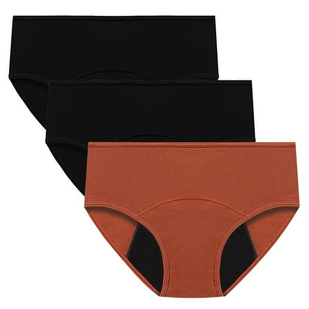 ATOYSOY Women s Mid Waist Period Underpants Plus Size Hip Lifting Cotton Panties  3 Pack Multipack Stretchy Clearance Shapewear Control Briefs Seamless Solid Leak Proof Panty Orange XXXXXL