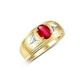 thumbnail image 4 of RYLOS Men's Rings 14K Yellow Gold Classic 8X6MM Oval Gemstone &  Diamond Designer Ring Ruby July Birthstone Rings For Man Gold Rings Size 8, 4 of 8