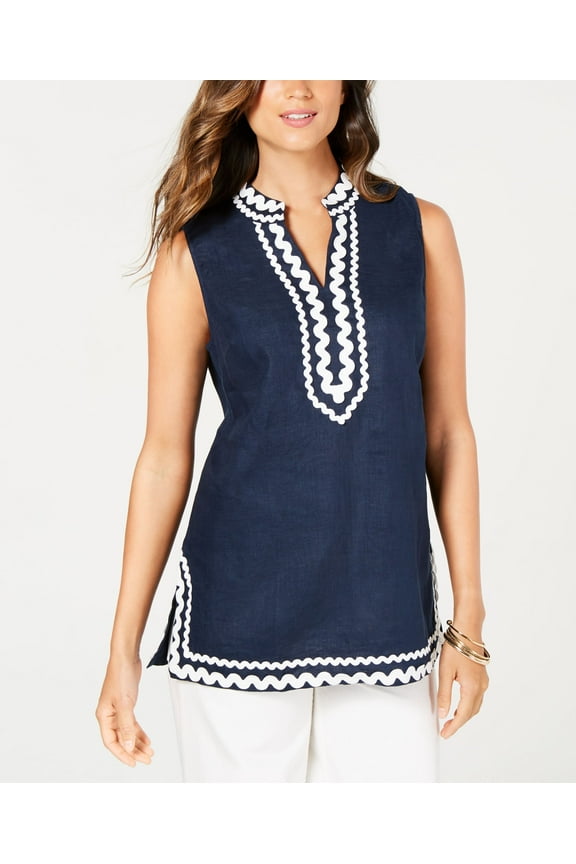 Petite Ric-Rac-Trim Top Intrepid Blue PL