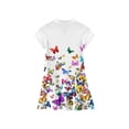 thumbnail image 4 of CCRFTGI Polo Dresses for Kids Girls Size 8 Short Sleeve Uniform Cute Floral Print Pleated Flare Skater Polo Dresses Back To School Summer Button-Down Collar Pique Polo Dress White 3-4 Years, 4 of 5