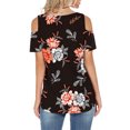 thumbnail image 5 of Tops con estampado de hombros descubiertos de manga corta con cuello en V a la moda para mujer Fridja  bn8163, 5 of 5