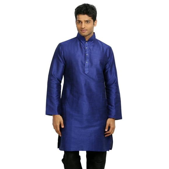 Saris and Things Violet Silk Pathani Kurta for Men. This product is custom made to order.