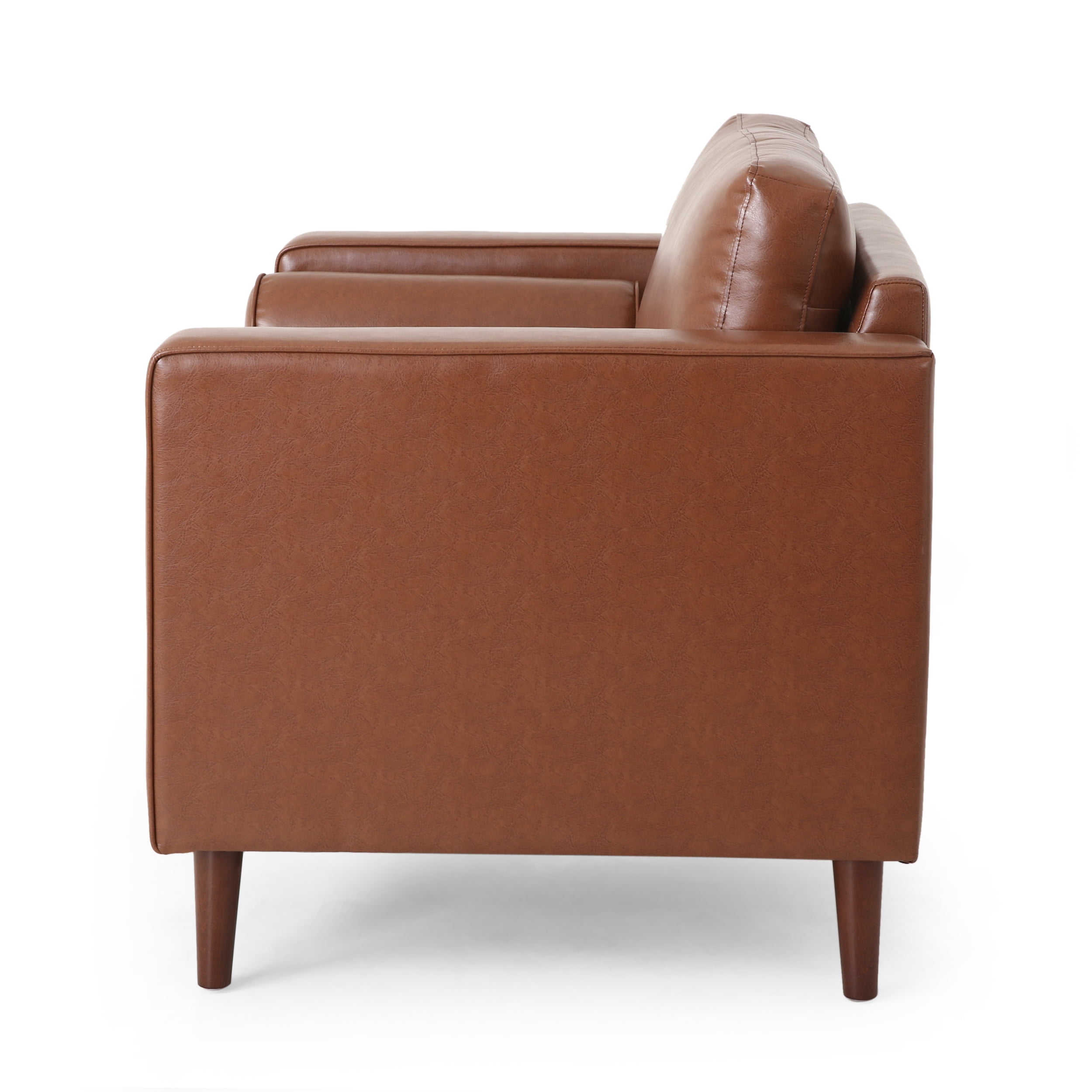 Noble House Portage Faux Leather Club Chair, Cognac Brown