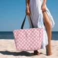thumbnail image 6 of Xecao Irregular Plaid for versatile beach bag for women includes zipper pockets and waterproof material, ideal for vacations and adventures., 6 of 7