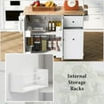 thumbnail image 6 of EUROCO 53.9" Longer Rolling Kitchen Island with Drop Leaf,Kitchen cart with Storage, Rubber wood Countertop, 2 Soft-Closing Doors ,Storage Rack and New-Designed 3-Tier Pull Out Cabinet,White, 6 of 11