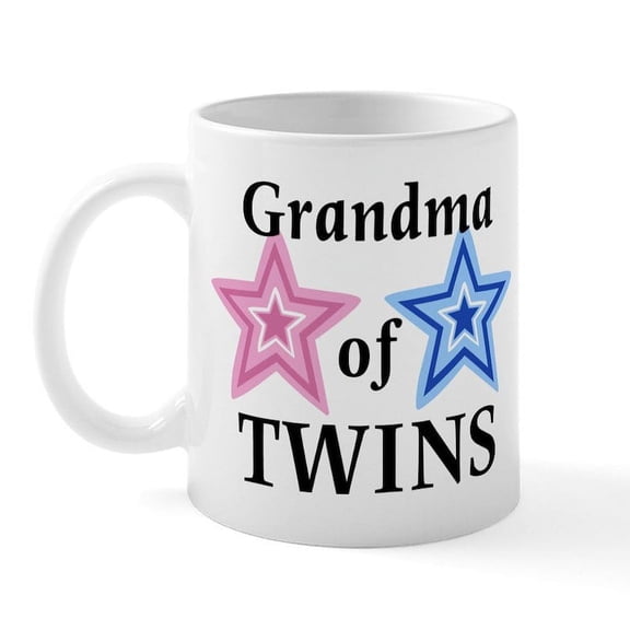 CafePress - Grandma Of Twins (Girl, Boy) Mug - 11 oz Ceramic Mug - Novelty Coffee Tea Cup