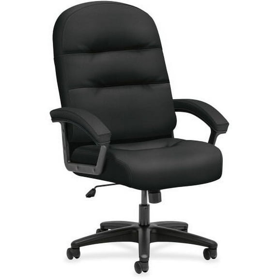 HON Pillow-Soft High-Back Chair - Fabric Black, Plush, Memory Foam Seat - Fiber Black, Fabric Back - 26.3" Width x 29.8"