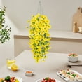thumbnail image 6 of Djiypn 4 Pack Artificial Hanging Flowers, Fake Flowers Hanging Plant Morning Glory Flower, Artificial Faux Silk Spring Flower for Wall Front Door Yard Garden Wedding Outdoor Decoration(Yellow), 6 of 9