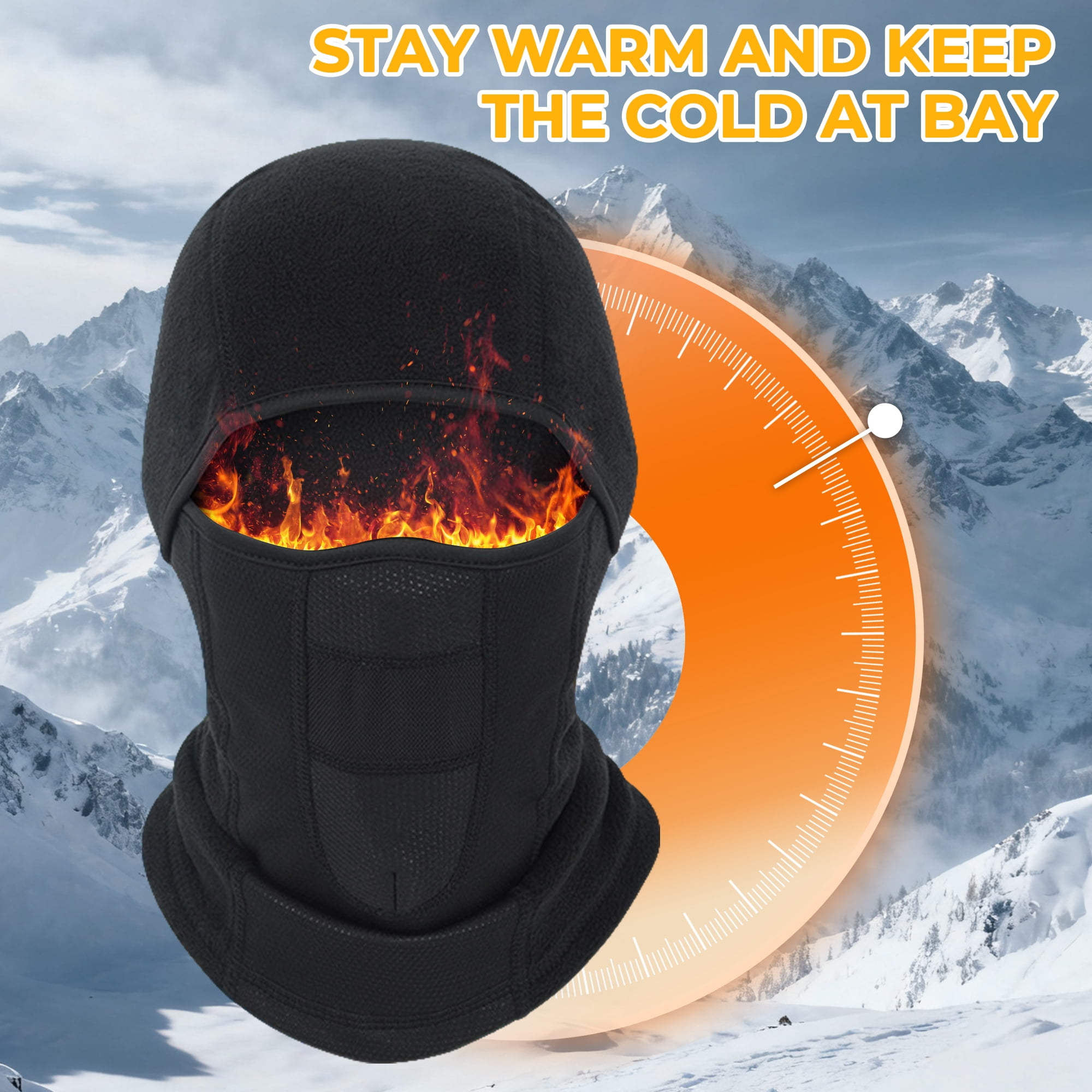 Balaclava Ski Mask for Men and Women Thermal Full Face Mask Windproof Fleece Face Cover Hood Black