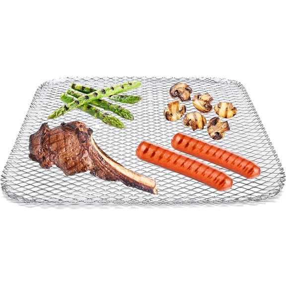 BESTOYARD 10Pcs Outdoor Grill Mesh Mats Aluminum Bbq Pad Plated Silver for Steaks Fish and Vegetables