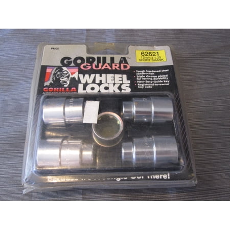 Gorilla Guard 62621 Wheel Locks 12mm x 1.25 Short Shank, Chrome with Key