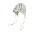 thumbnail image 1 of Mujeres gorro de crochet gorro de tejido floral suave hecho a mano Sombrero de verano para viaje de playa Beige w boadasels, 1 of 10