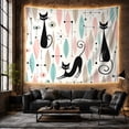 thumbnail image 6 of Three Stylized Black Cats with Pastel Leaves and Starbursts on White, Whimsical Retro for Cat Lovers, Graphic Wall Art Decor, Housewarming Gift, Tapestry Wall Hanging for Bedroom and Living Room, 6 of 7