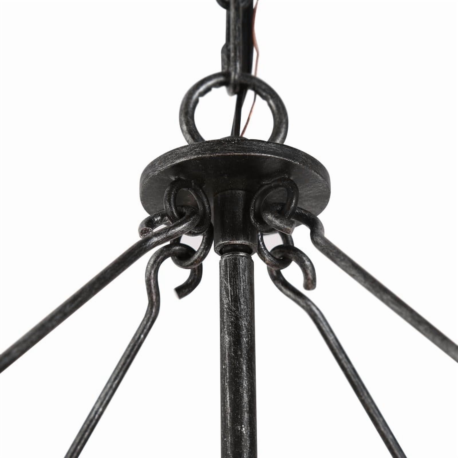 LNC Ferdinand 3-Light Rustic Wood and Black Metal Lantern Pendant for Dining Room