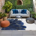 thumbnail image 2 of Navy Blue Gold Outdoor Rug for Patio/Deck/Porch, Non-Slip Large Area Rug 3 x 5 Ft, Abstract Line Art Troditional Ink Painting Indoor Outdoor Rugs Washable Area Rugs, Camping Rug Carpet Runner, 2 of 8