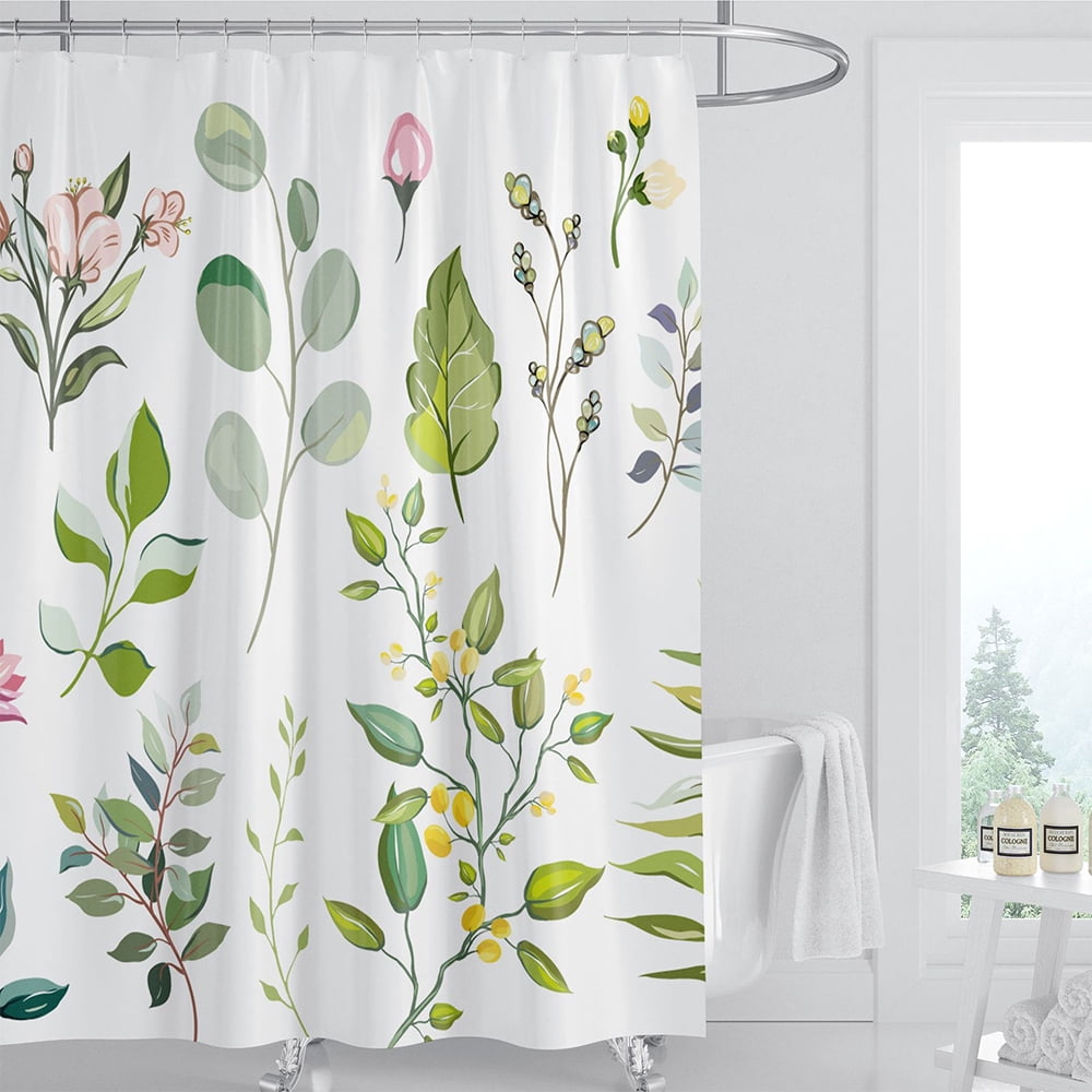 180x180cm Waterproof Shower Curtain Bathroom Water Resistant Panel with 12 Hook 