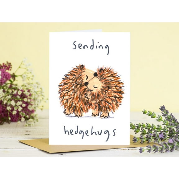 Sending Hedgehugs Greeting Card – Cute Hedgehog Design – Envelope Included, Blank Inside – Perfect Card for Friends, Family, and Special Occasions