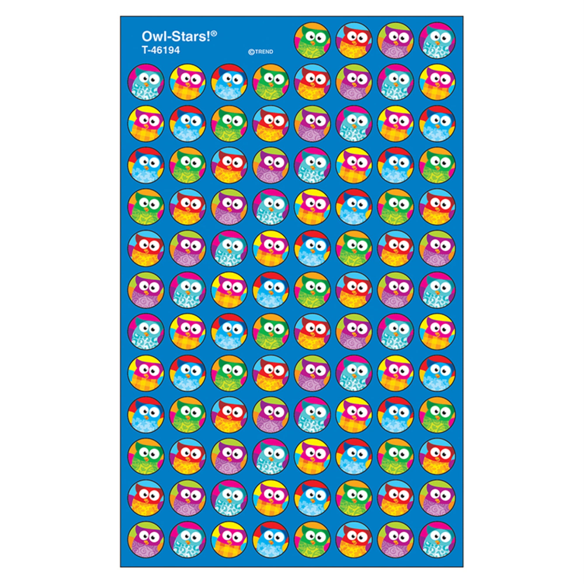 1 Full Sheet of 24 OWLS Pink Orange Purple Teal Owl Stickers Owl Stickers 