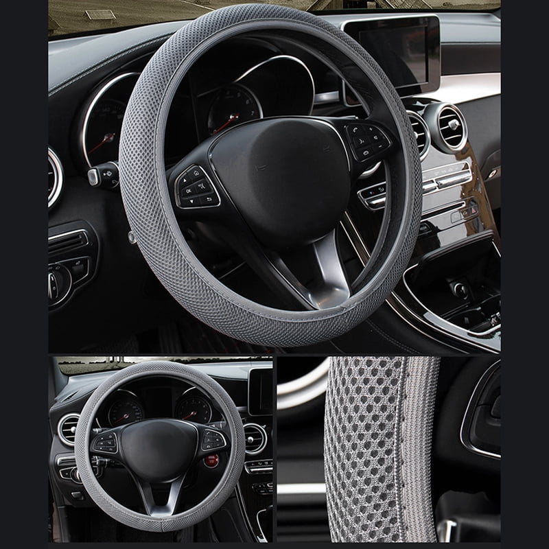 Car Gray Breathable Mesh Cloth Steering Wheel Cover Four Seasons