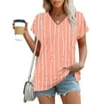 thumbnail image 2 of DeHolifer Womens Tops Basic Summer V-Neck T Shirts Short Sleeve Dressy Casual Loose Cute Tee Clothes Trendy Fashion Outfits Orange M, 2 of 5