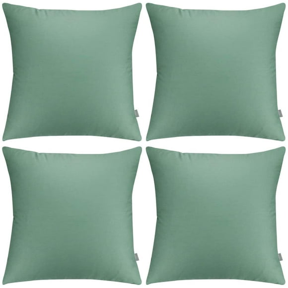 4-Pack Cotton Comfortable Solid Decorative Throw Pillow Case Square Cushion Cover Pillowcase (Cover Only,No Insert) (18x18 inch/ 45x45cm, Mist Green)