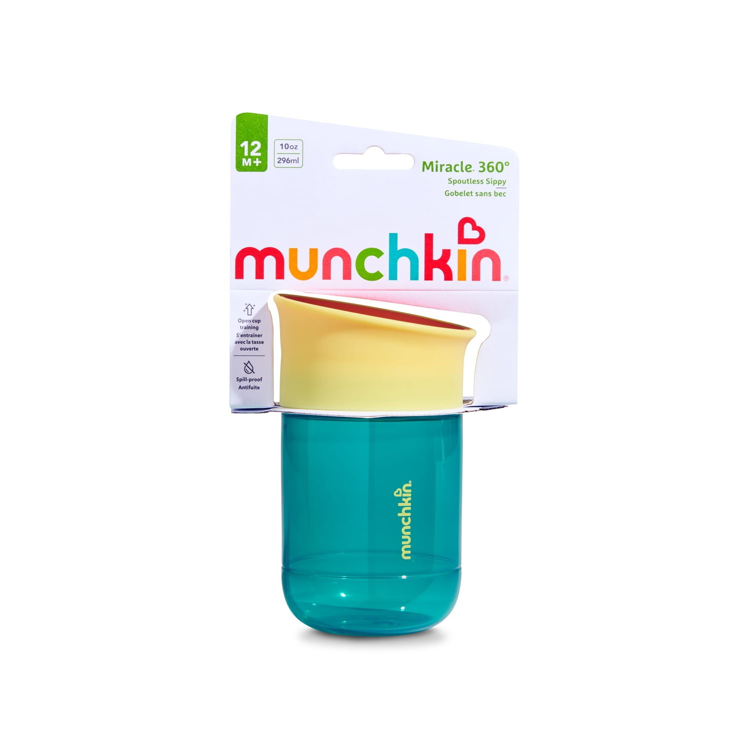 Munchkin Miracle 360 Spill-Proof Toddler Sippy Cup, Teal, 12+ Months, 10 oz