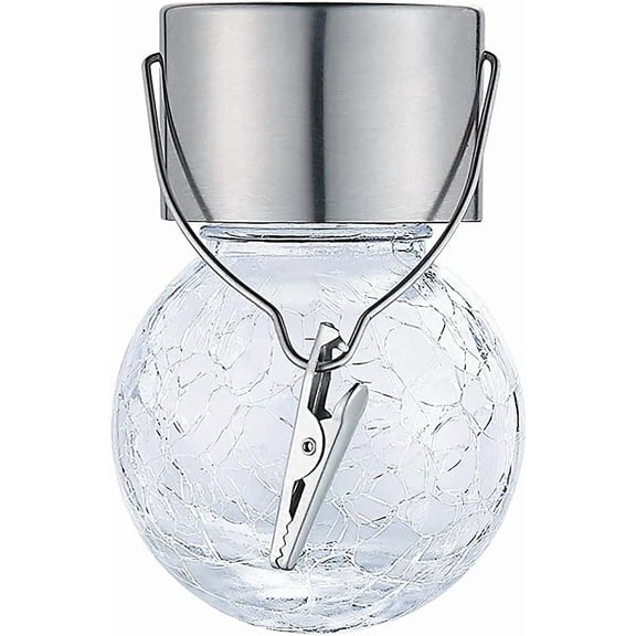 LINLIN Outdoor Hanging Solar Lights,Solar Powered Crackle Glass Ball Lights Waterproof Tree Hanging Globe Lights with Handle for Lawn, Patio,Yard Decoration