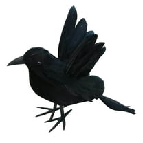 Halloween Realistic Flying Crow, 9.84" Black Feathered Standing Crow for Halloween Decorations Birds,Spooky Ravens for Indoor Outdoors Yard Tree Garden Patio Haunted House Prop Decor