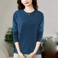 thumbnail image 4 of Womens Tops Plus Size Long Sleeved Round-neck Casual Fall/Winter Loose Blouses Shirts,Tops for Women, 4 of 5