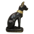 thumbnail image 2 of Large Black And Gold Egyptian Goddess Cat Bastet With Scarab Amulet Statue 37"H, 2 of 6