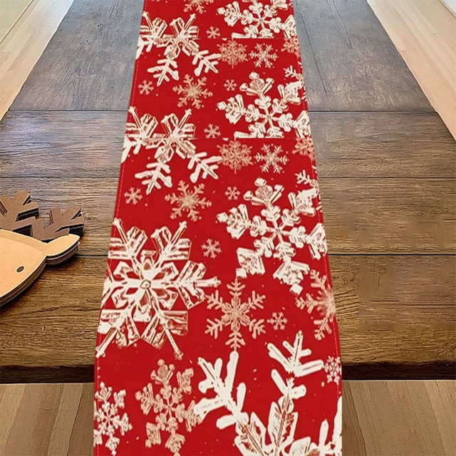 Red Snowflake Tablecloth, Holiday Table Cover, 60x80 Inches, Premium Cotton Fabric, For Dining Room, Wedding Events, Easy Clean, Elegant Decor, Dust Proof, Rectangular Design, Restaurant Gift